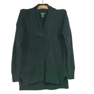 Women's Medium Oversized LAUREN RALPH LAUREN Black Long Sleeve Heavy Sweater
